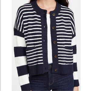 Stripe-Play Colburne Cardigan Sweater in Coziest Textured Yarn Small